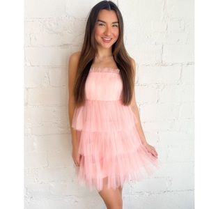 Pink Tiered Tulle mini dress